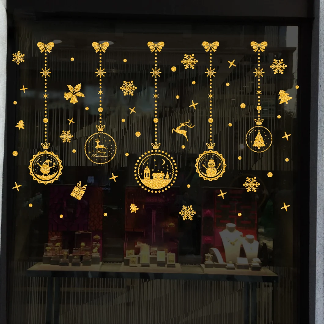 DIY Wall Christmas Decoration Gold Snowflake Glass Window Stickers