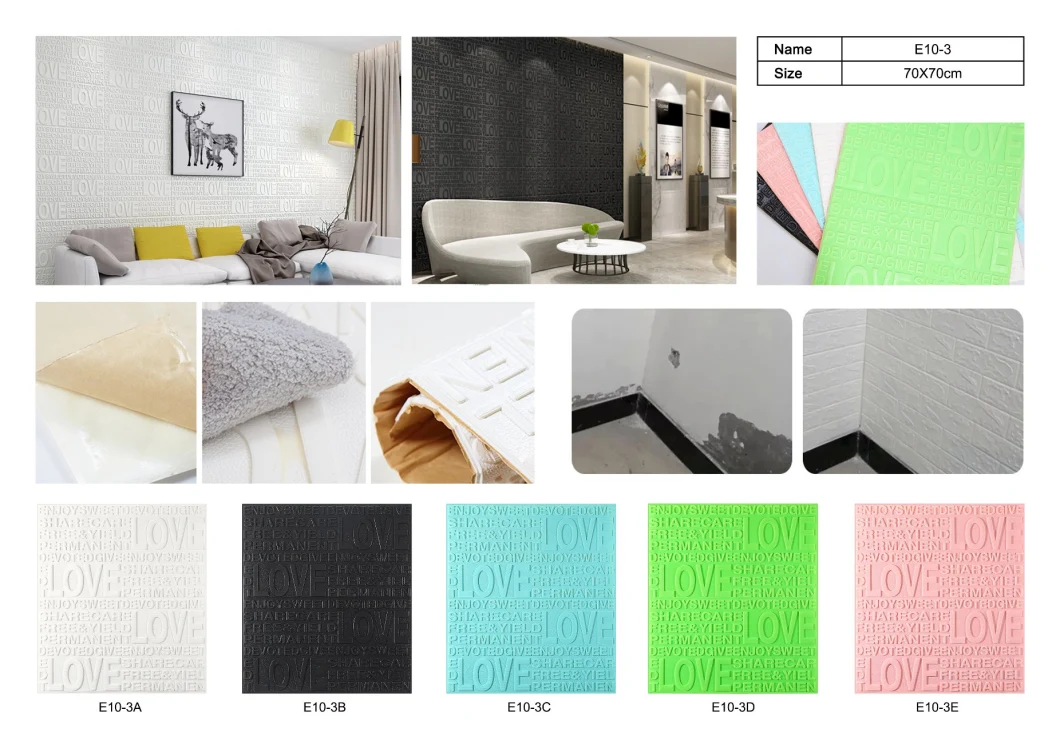 Eco-Friendly PE 3D Foam Wallpaper Wall Brick Painel Adesivo 3D Foam Wall Sticker for Interior Decor